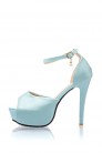 Туфли на каблуке с открытым носком (светло-голубой) (300015) - цена