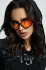 Женские овальные солнцезащитные очки с красными линзами X158 (905158) - оригинальная одежда