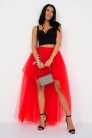 Червона багатошарова спідниця зі шлейфом X7226 (107226) - оригинальная одежда