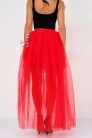 Червона багатошарова спідниця зі шлейфом X7226 (107226) - материал