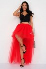 Червона багатошарова спідниця зі шлейфом X7226 (107226) - цена