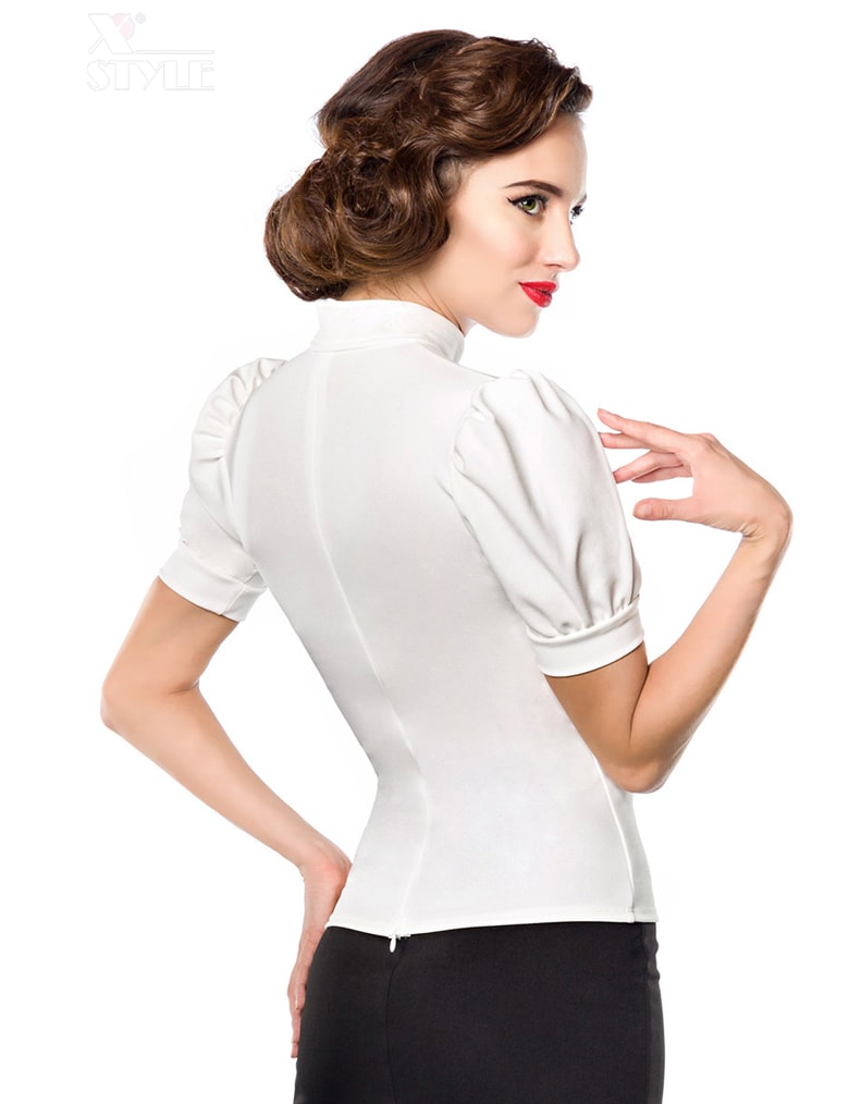 Приталена ошатна блузка в стилі Ретро Belsira