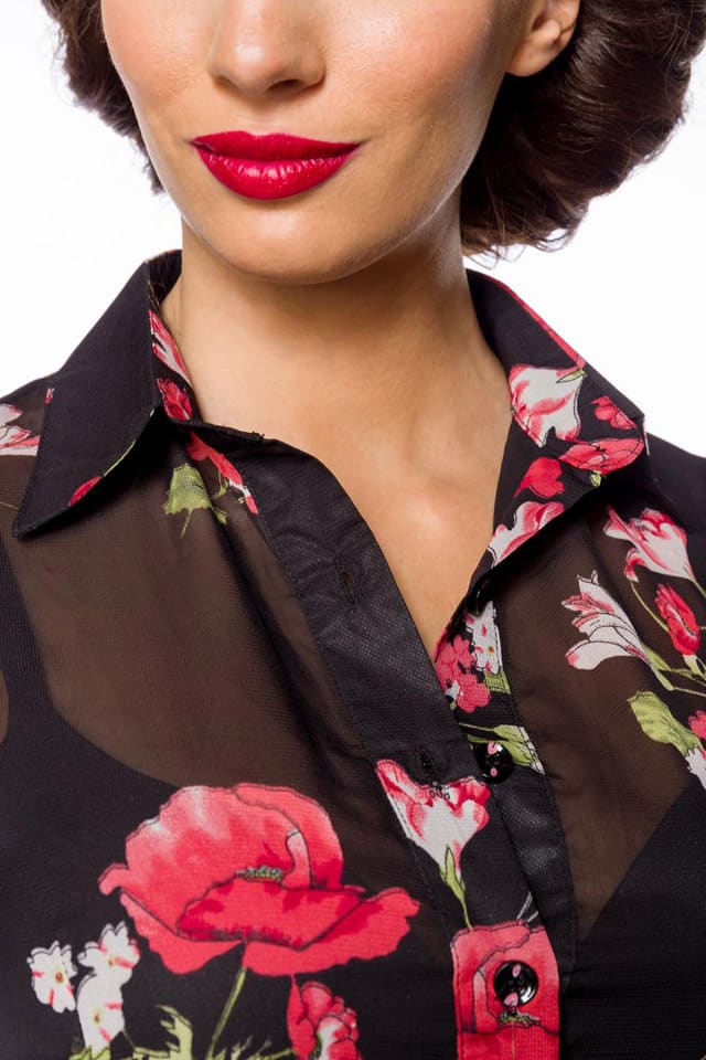 Нарядная шифоновая блузка в цветочный принт