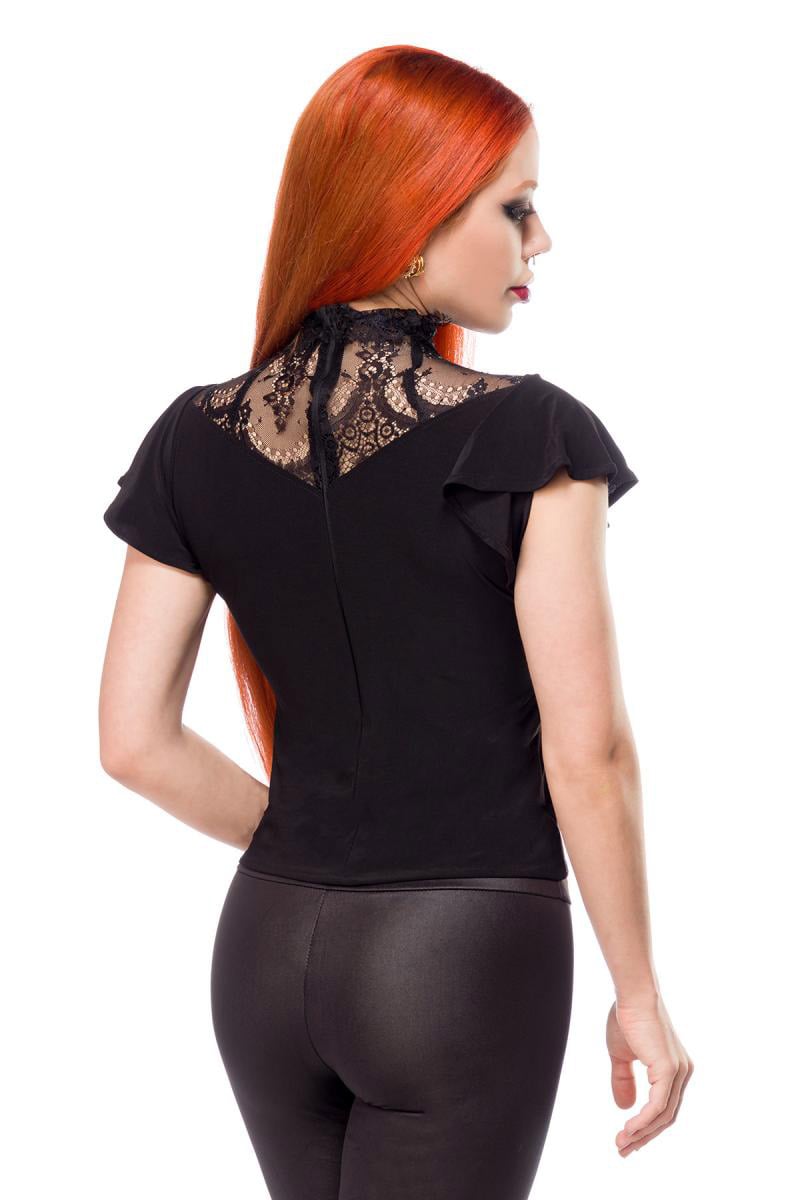 Blouse with Lace and Cap Sleeves
