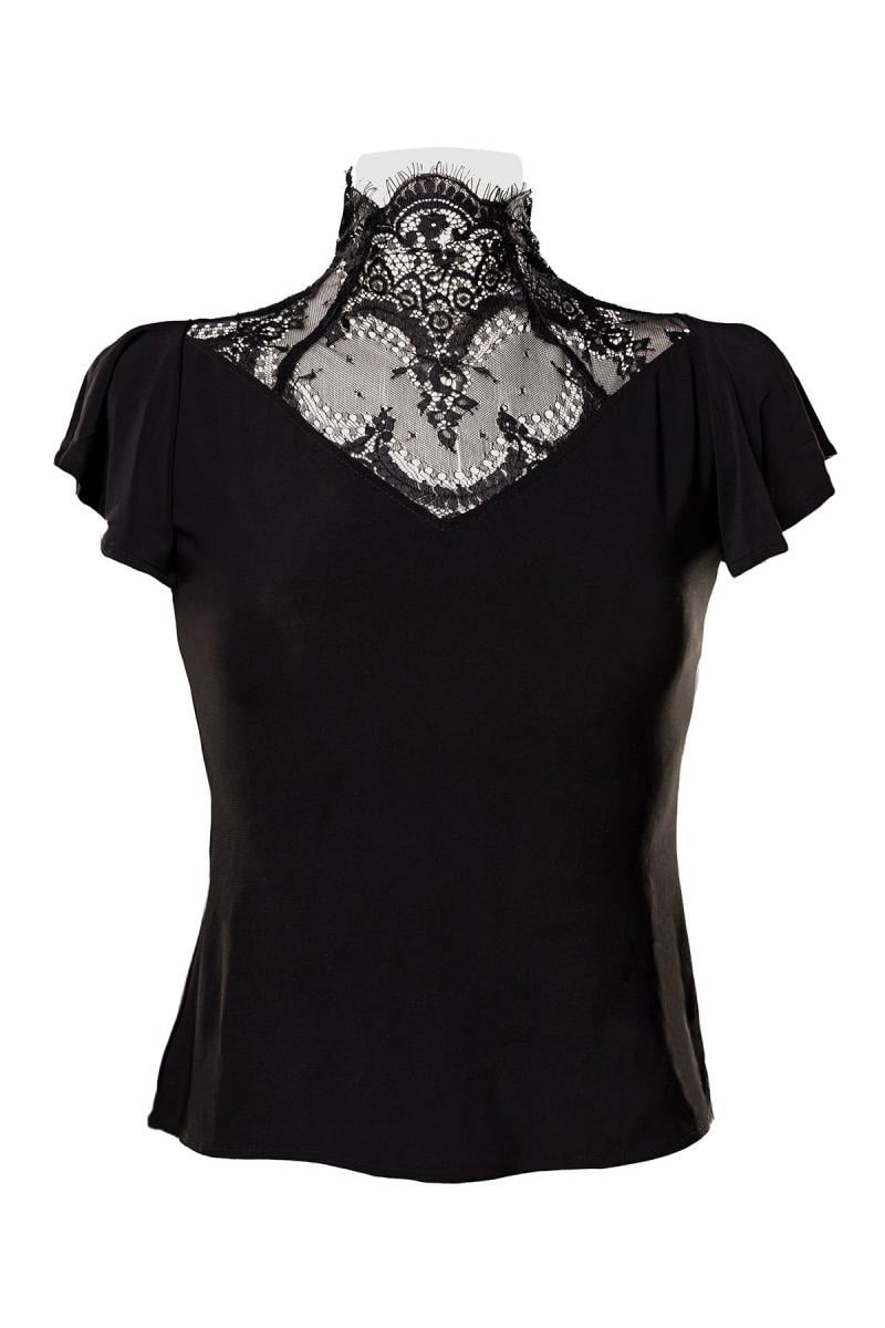 Blouse with Lace and Cap Sleeves