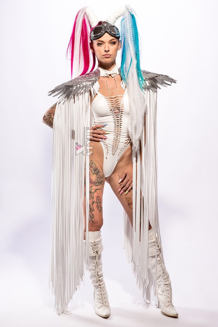 Festival Cape with Fringe and Angel Wings