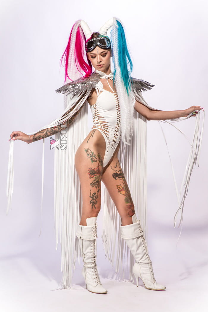 Festival Cape with Fringe and Angel Wings