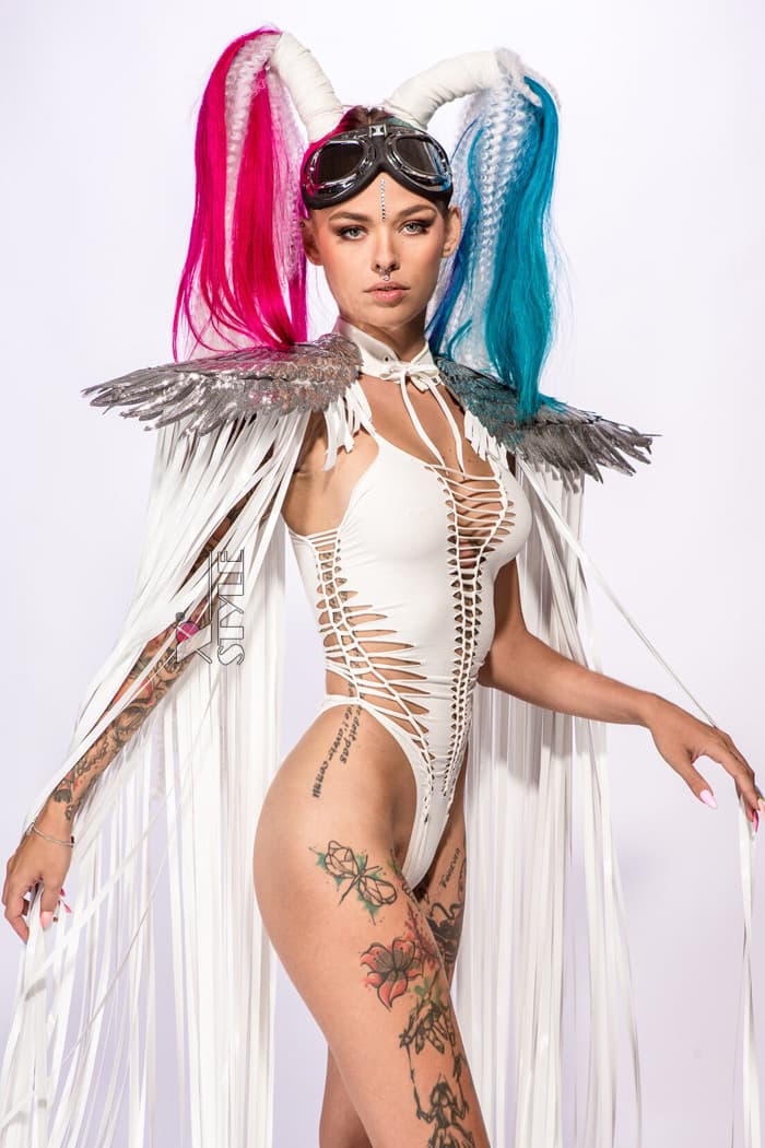 Festival Cape with Fringe and Angel Wings