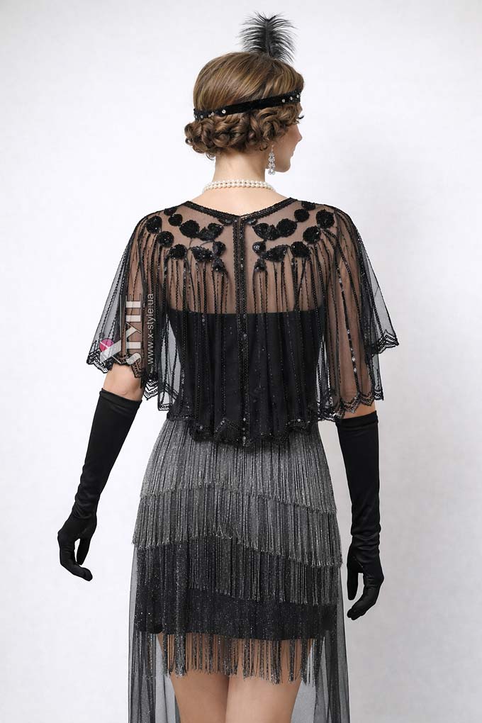 Elegant UF-Vintage Sequin Shawl Cape