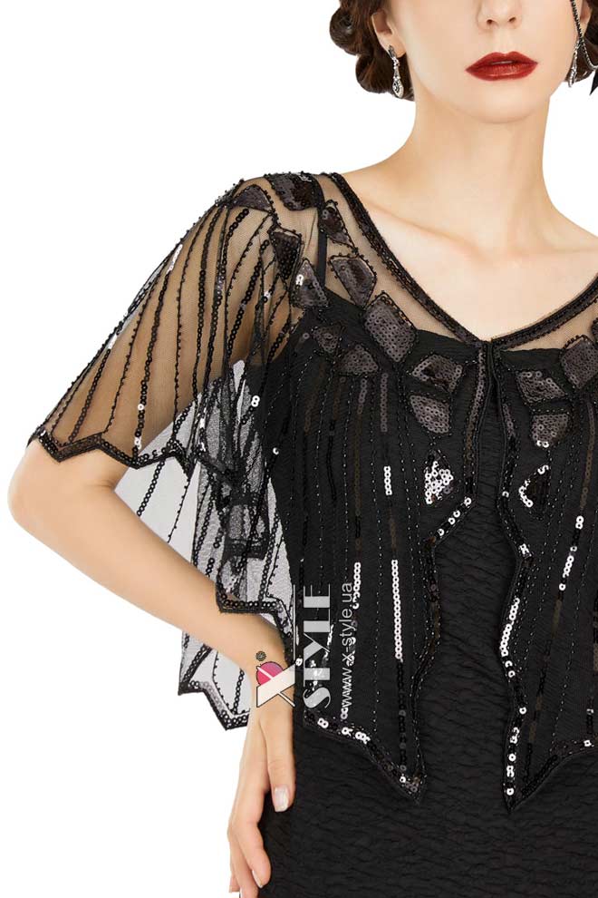 Elegant UF-Vintage Sequin Shawl Cape