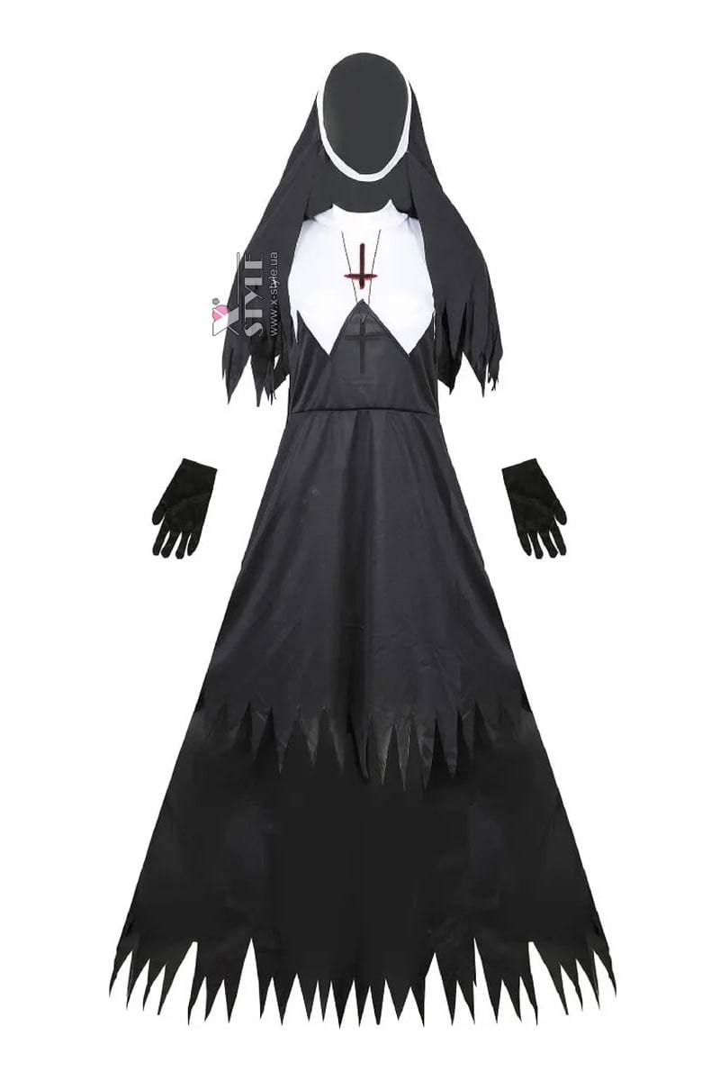 Nun Costume with Gloves and Pendant