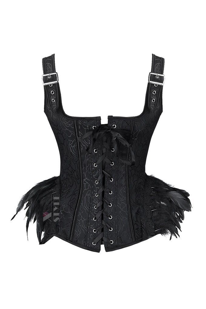 Corset with Peplum and Feathers L1171