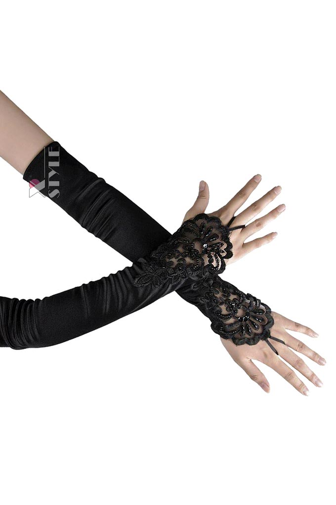 Длинные митенки с петелькой, вышивкой и бисером