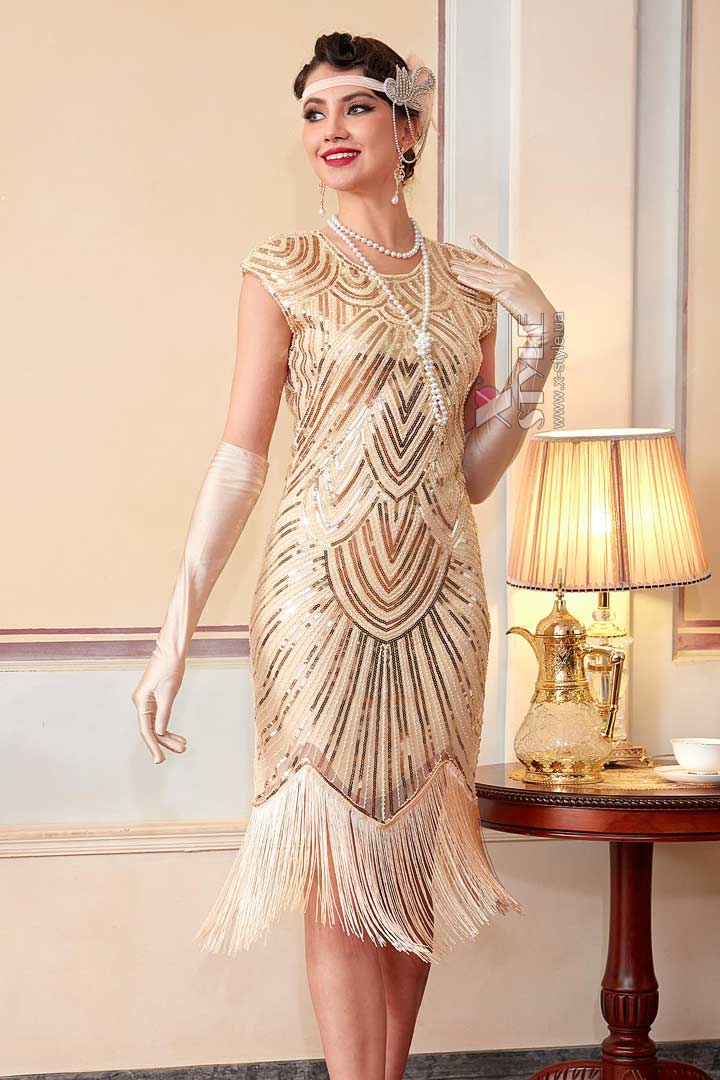 Длинные атласные перчатки цвета шампань