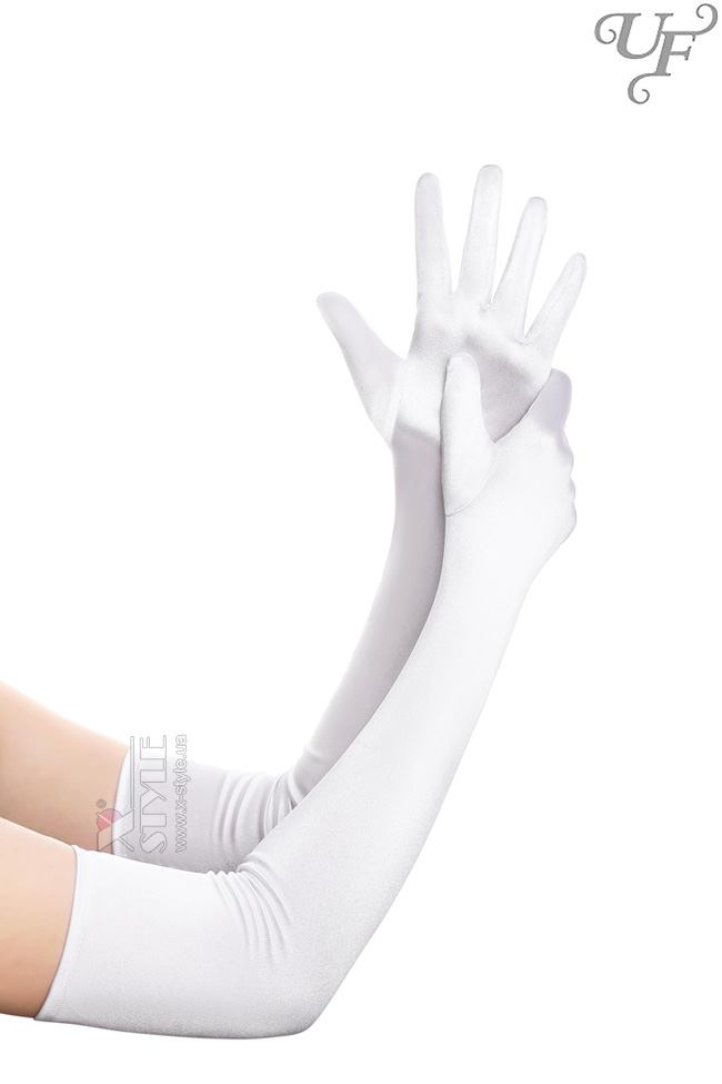 Длинные матовые белые перчатки (55 см)