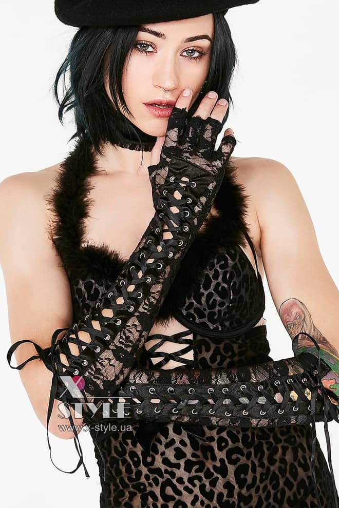 Длинные ажурные митенки CC1176