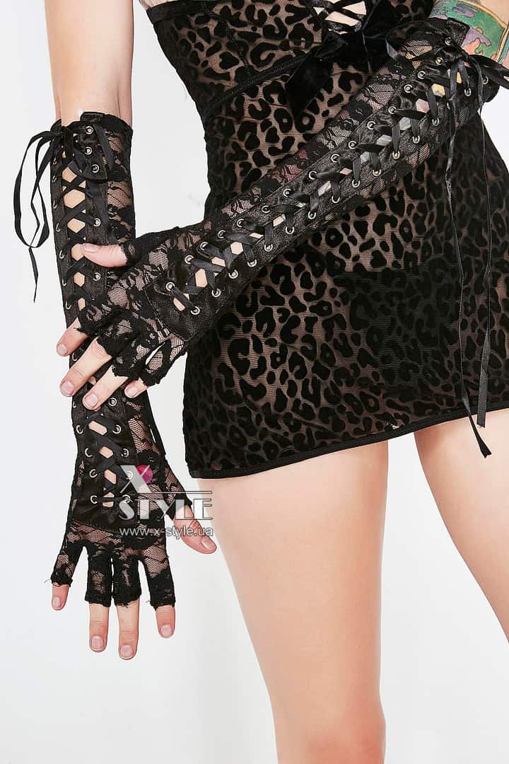 Длинные ажурные митенки CC1176