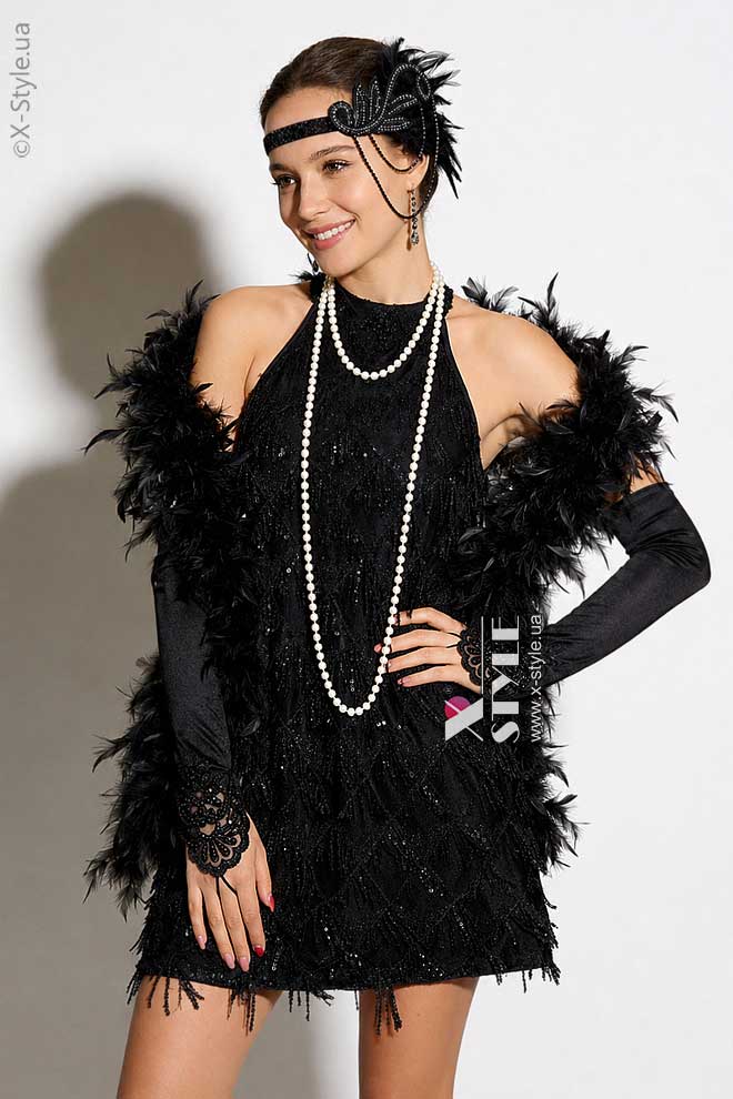 Gatsby Headband with Feathers and Chains