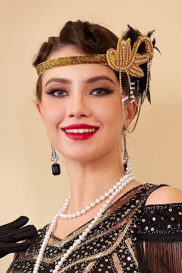 Золотистая повязка Gatsby с цепочками 