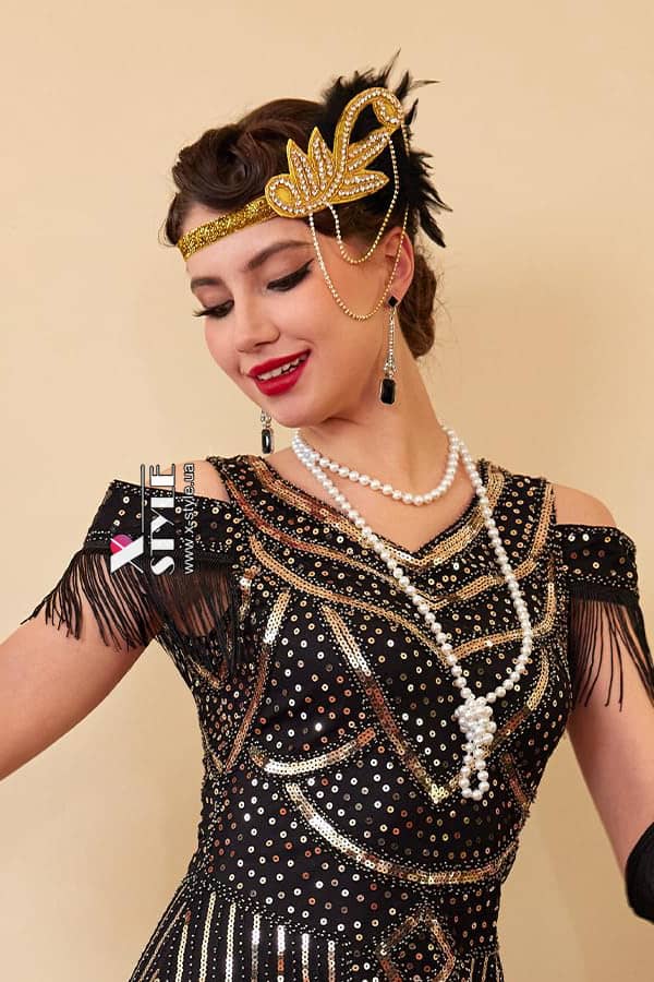 Золотистая повязка Gatsby с цепочками 