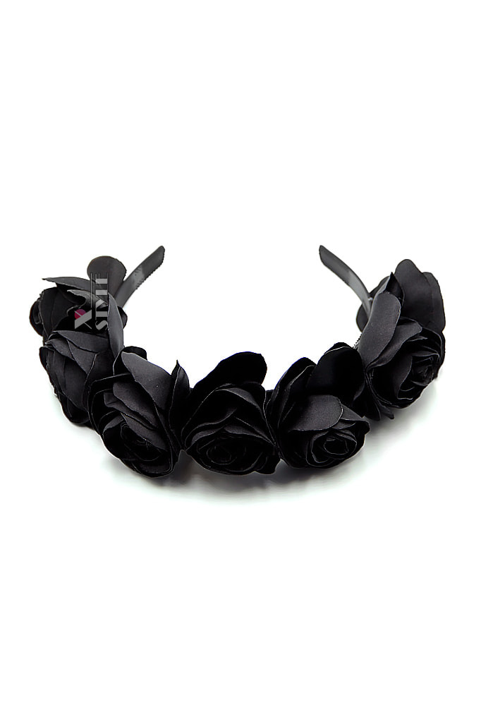 Black Rose Headband (Handmade)