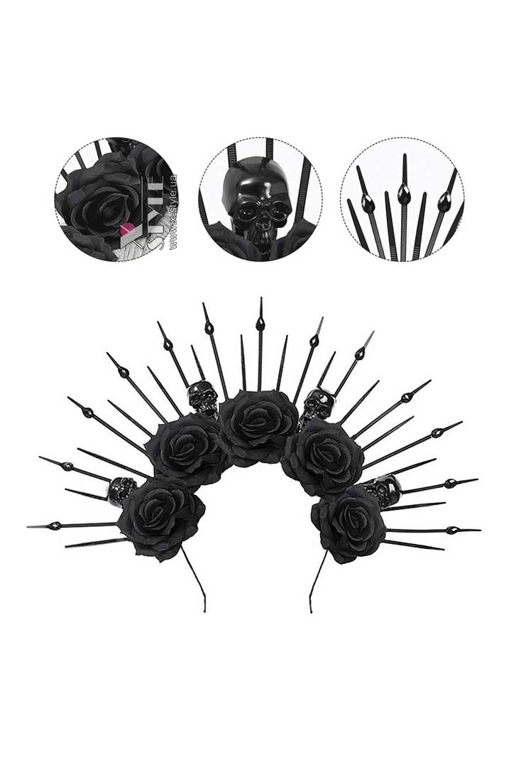 Halloween Crown with Skulls and Roses