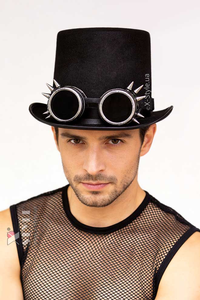 Чоловічий капелюх-циліндр і гоггли X1147