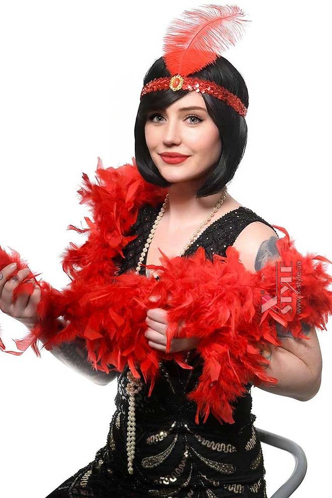 Червоне пишне боа Premium U4211