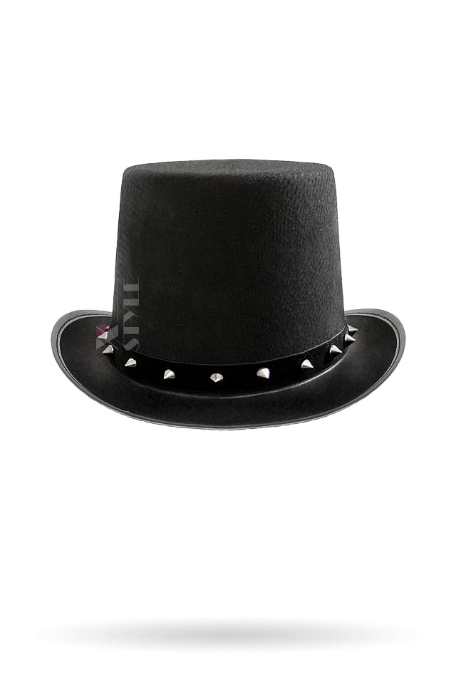 Black Top Hat with Spikes