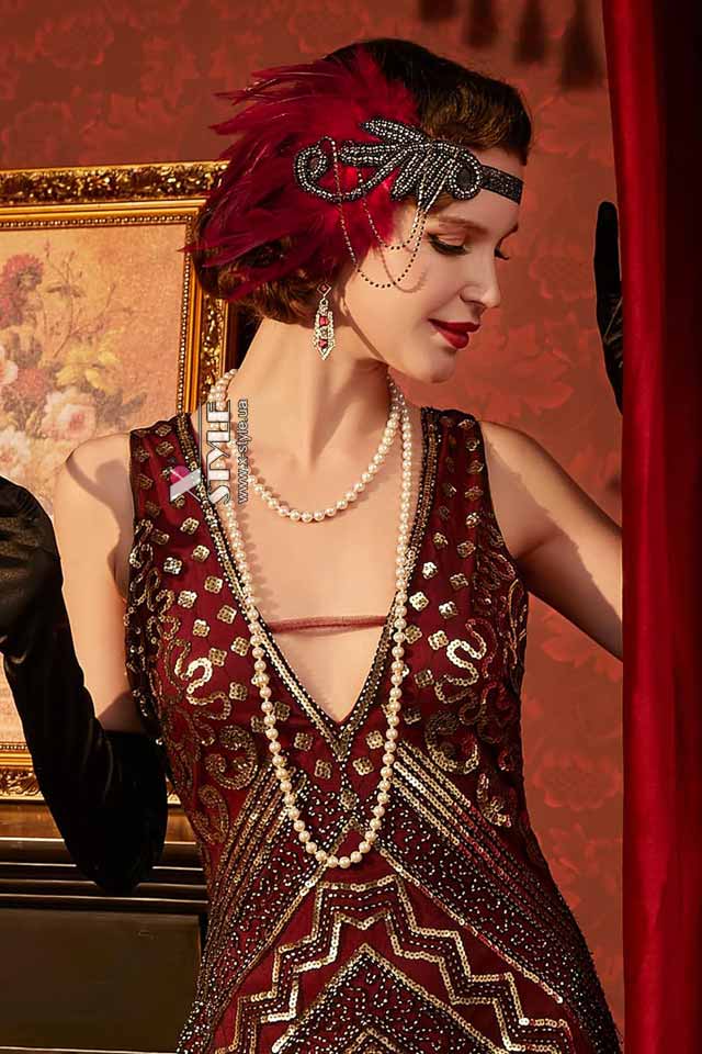 Пов'язка з камінням та ланцюжками у стилі Gatsby