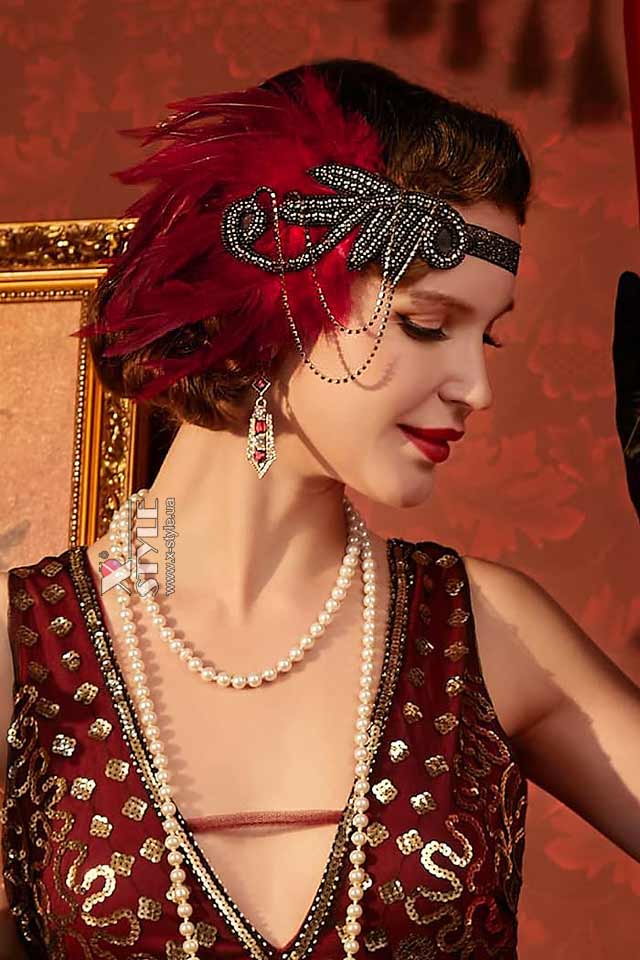 Пов'язка з камінням та ланцюжками у стилі Gatsby (5042471)