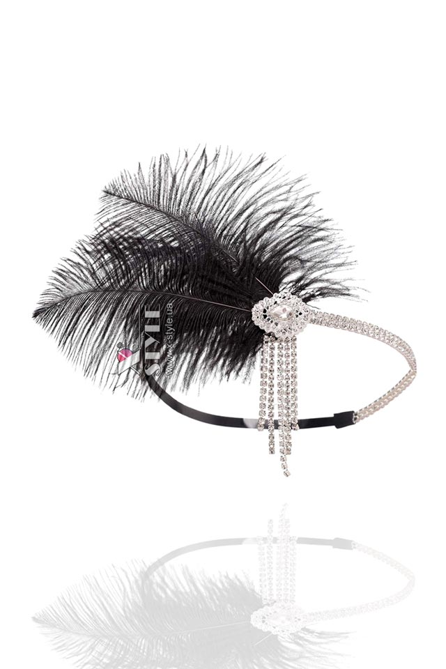 Повязка в стиле Гэтсби с камнями и перьями