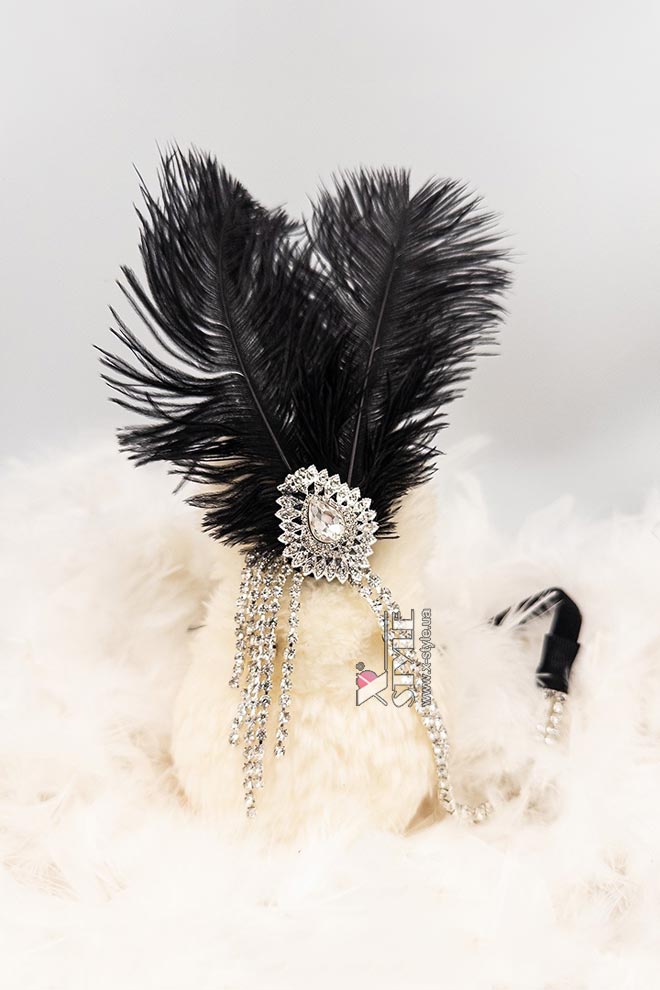 Пов'язка в стилі Гетсбі з камінням та пір'ям