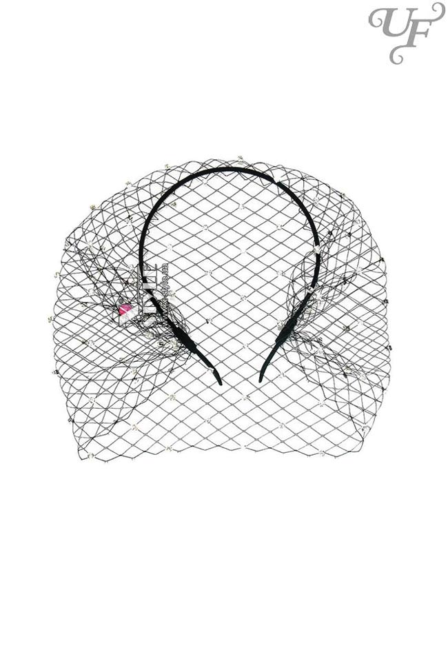 Черная вуалетка с камнями UF-Vintage (504273)