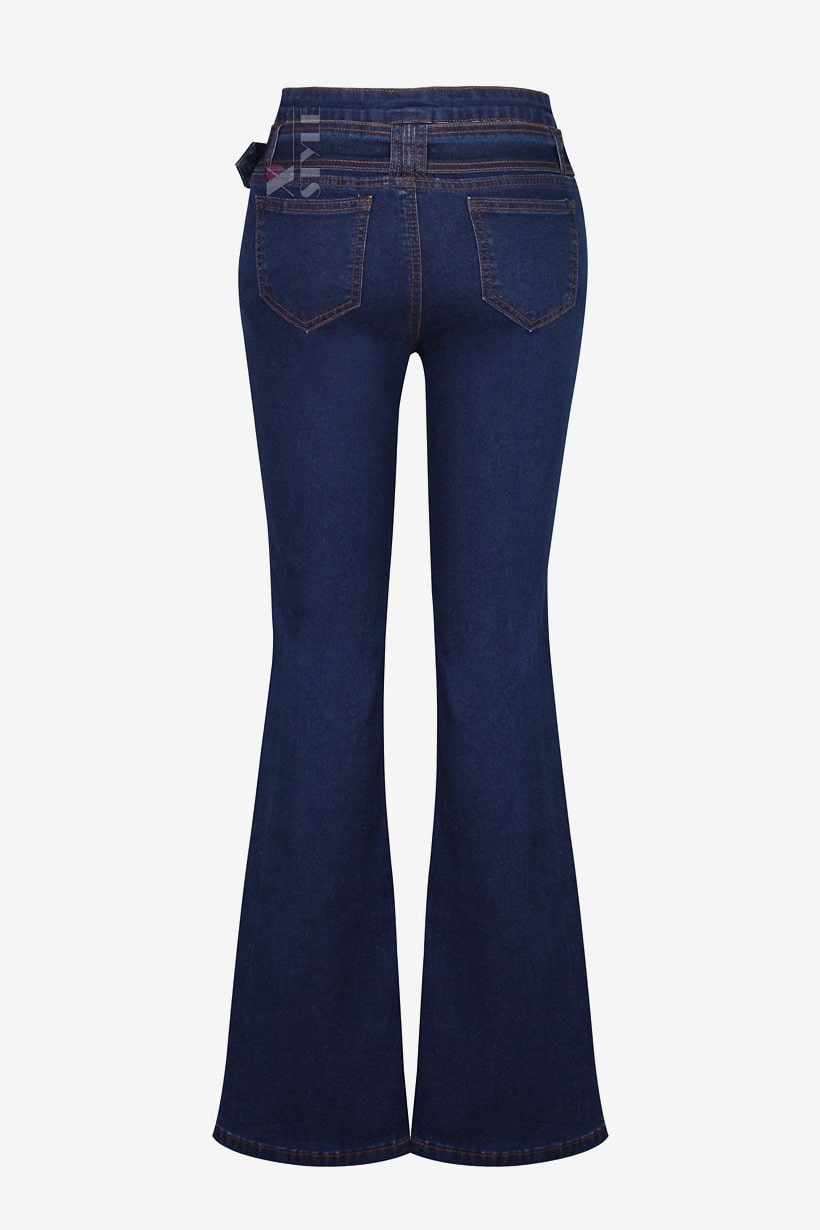 Women's Blue Flared Jeans with Belt X8117