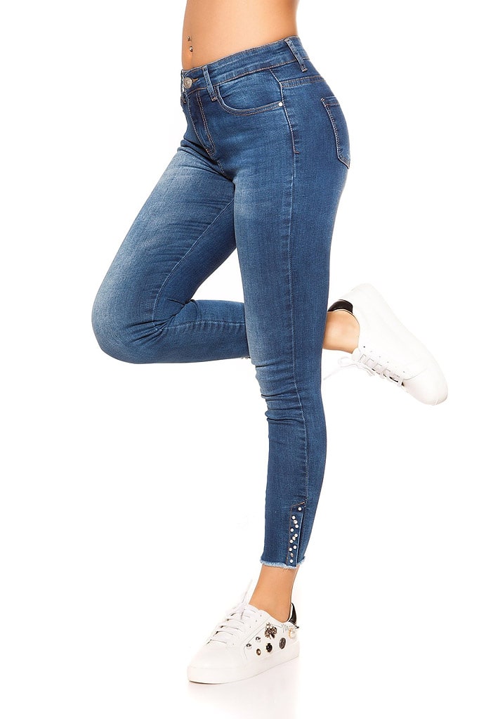 Women's Skinny Jeans with Pearls MR088