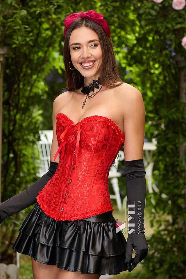 Red Jacquard Corset with Pattern C1086 (121086)