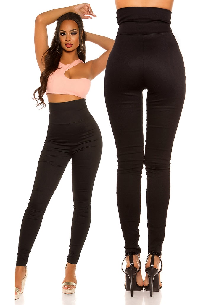 Koucla High Waist Treggings Trousers With Lacing