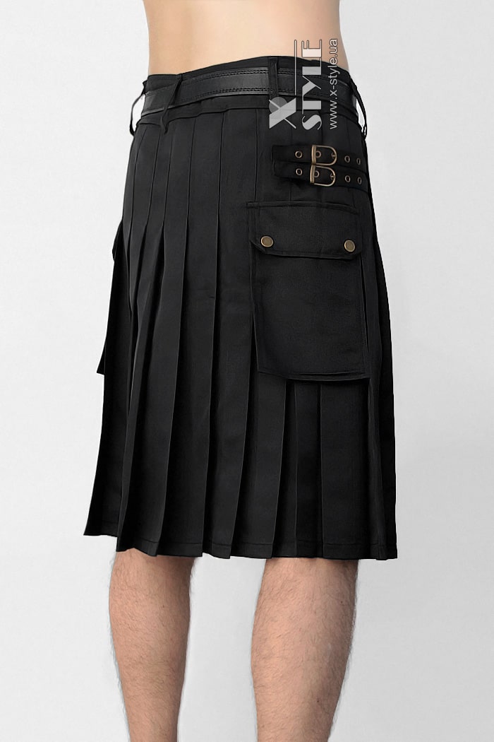 Black Kilt with Hanging Pockets