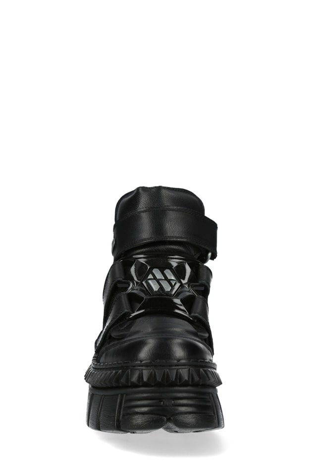 CASCO LATERAL Black Leather Platform Sneakers