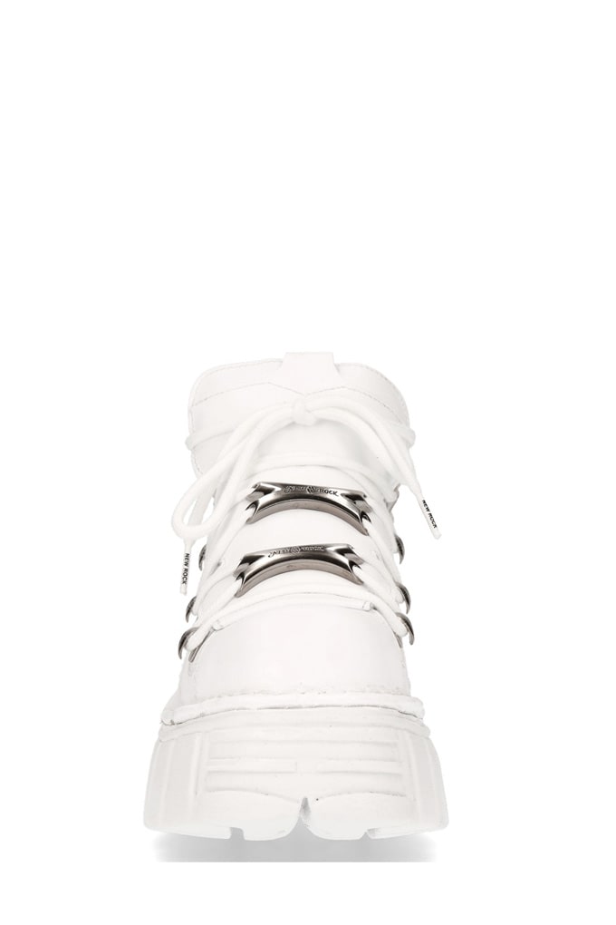Белые кожаные кроссовки на высокой платформе NAPA BLANCA