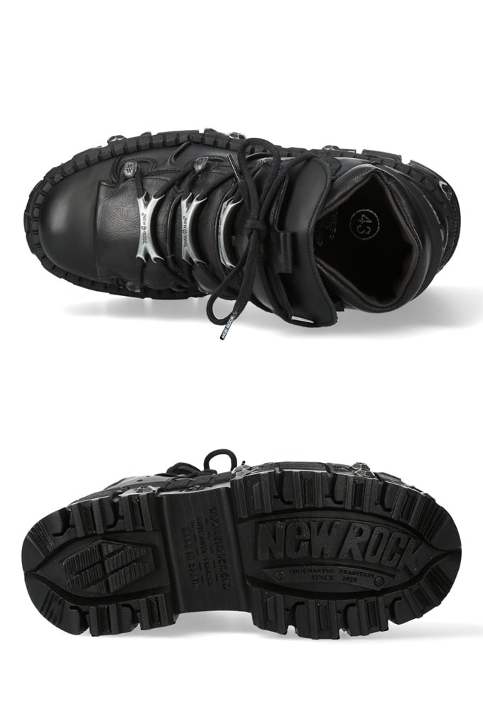 Чорні шкіряні кросівки на високій платформі TANK-106