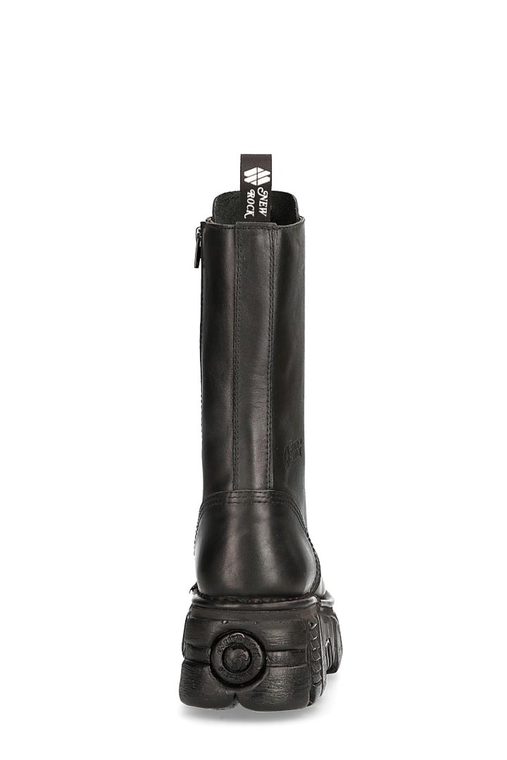 Черные кожаные сапоги со шнуровкой New Rock