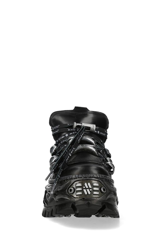 New Rock Cyberpunk TOWER Black Leather Sneakers 