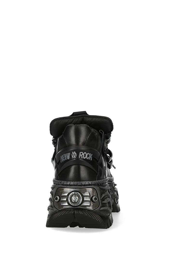 New Rock Cyberpunk TOWER Black Leather Sneakers 
