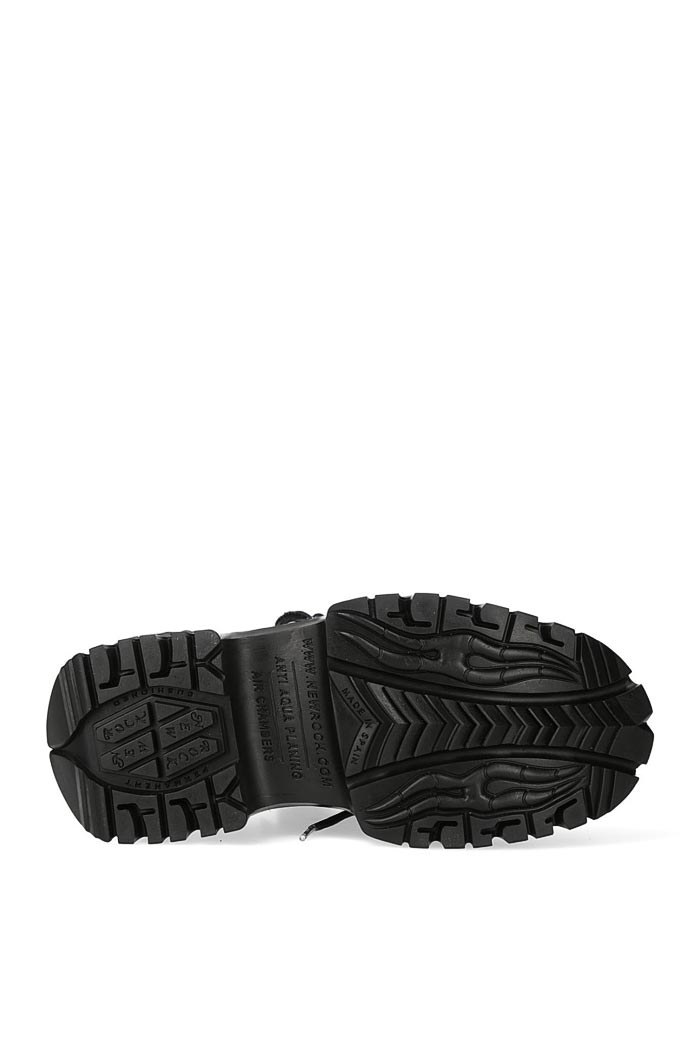 New Rock Cyberpunk TOWER Black Leather Sneakers 