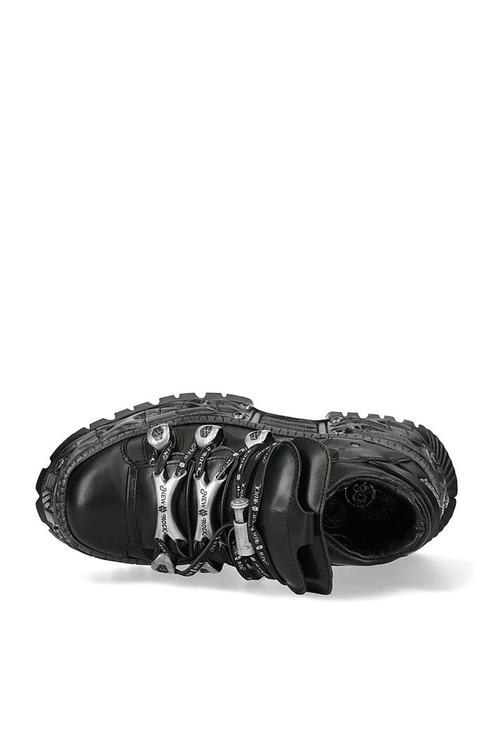 New Rock Cyberpunk TOWER Black Leather Sneakers 