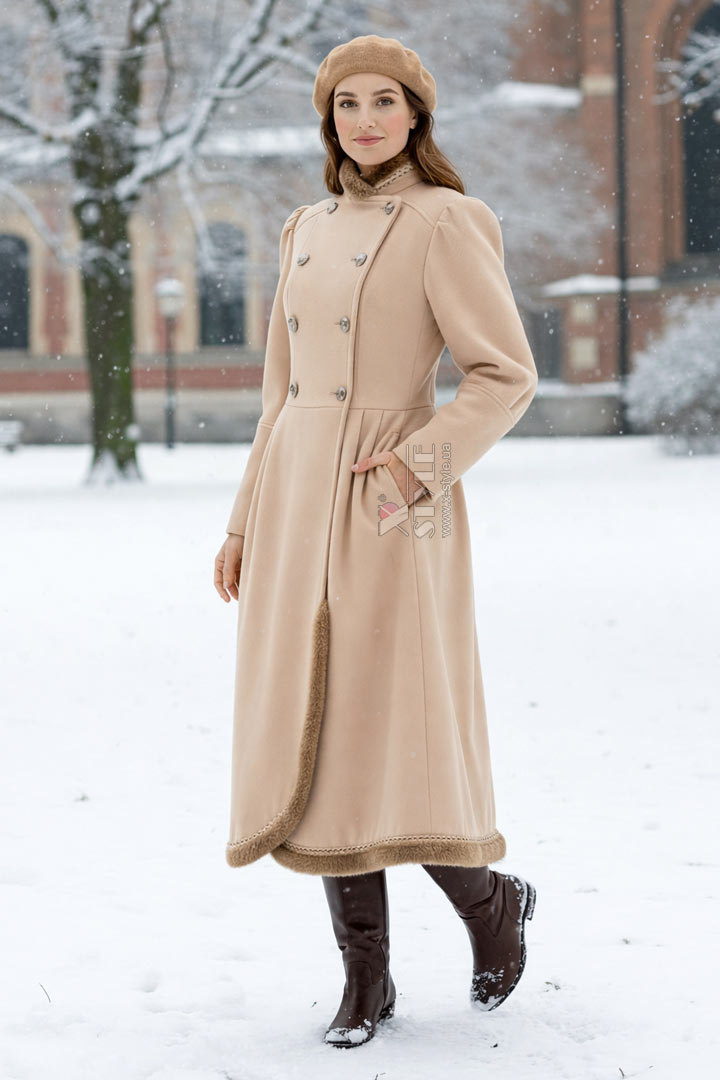 Вінтажне зимове пальто кремового кольору