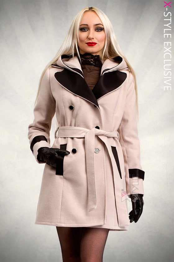 Winter Coat with Hood and Belt X5047
