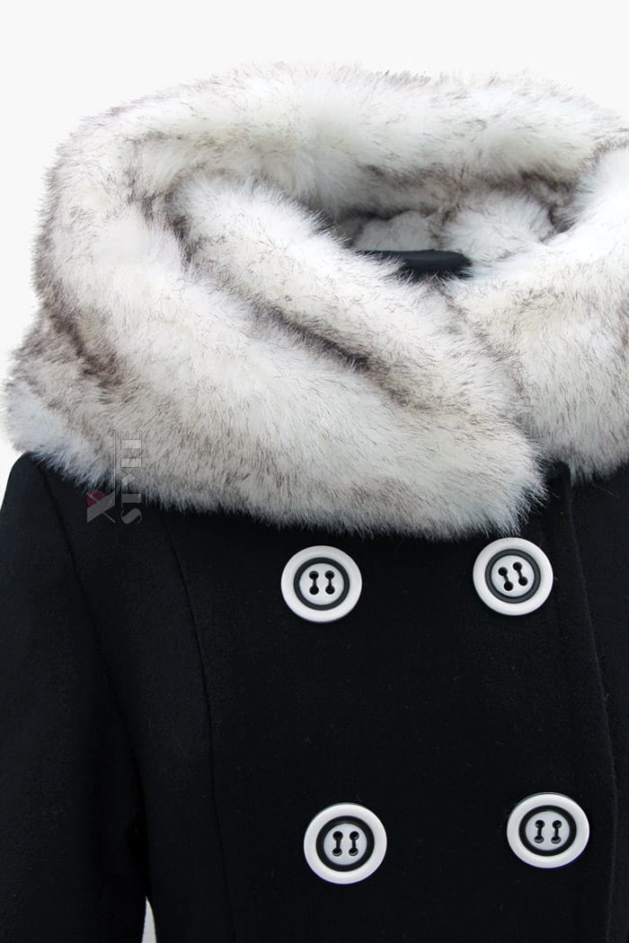 Вінтажне зимове вовняне пальто з хутром X093